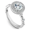 Noam Carver White Gold Bezel Set Diamond Shank Engagement Ring Setting With Halo And Milgrain (0.27 CTW)
