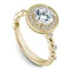 Noam Carver Yellow Gold Bezel Set Diamond Shank Engagement Ring Setting With Halo And Milgrain (0.27 CTW)