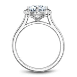 Noam Carver White Gold Engagement Ring Setting With Floral Halo (0.11 CTW) -DIAMOND JEWELRY SHOP r030 01a side