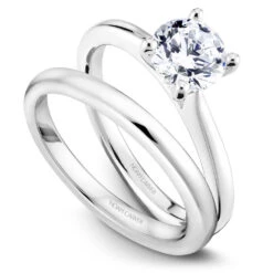 Noam Carver White Gold Solitaire Engagement Ring Setting -DIAMOND JEWELRY SHOP r045 01ab