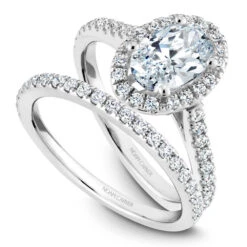Noam Carver White Gold Oval Diamond Engagement Ring Setting With Halo (0.39 CTW) -DIAMOND JEWELRY SHOP r050 02ab