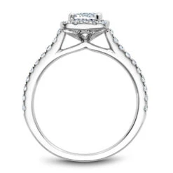 Noam Carver White Gold Emerald Diamond Engagement Ring Setting With Halo (0.41 CTW) -DIAMOND JEWELRY SHOP r050 04a side