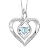 Silver Diamond & Created Aquamarine Pendant -DIAMOND JEWELRY SHOP rol1165a