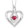Silver Diamond & Created Ruby Pendant -DIAMOND JEWELRY SHOP rol1165r